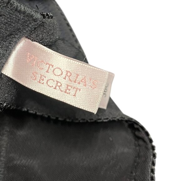 Victoria Secret Push Up Bra 36C Ruffle Detail Underwire Black Pink Trim - Picture 5 of 7